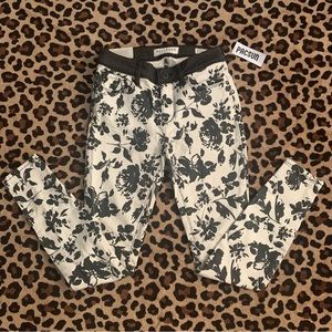 Pacsun emo scene goth floral black white skinny jeans